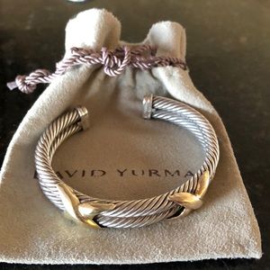 David Yurman double cable gold X bracelet
